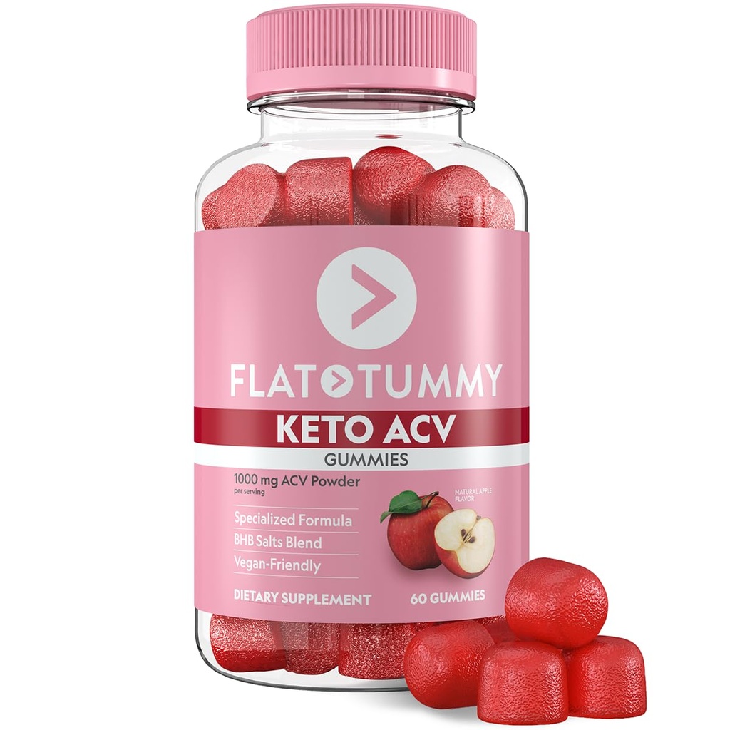 Flat Tummy Keto ACV Gummies, 60 Kont - Özelleştirilmiş Formula, Post GLP-1 Keto Supplement, Vegan-Friendly, Non-GMO - Apple Cider Vinegar Gummies, BHB Salts, Beet ve Pomegranate Superfood