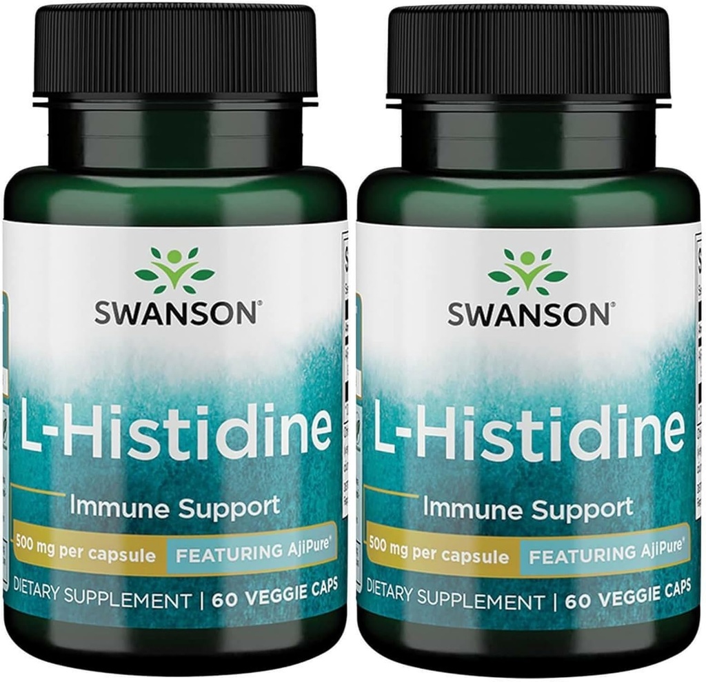 Swanson L- Histidine - Ajipure 500 mg 60 Veg Caps (2 Pack)