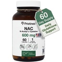 N-Acetyl L-Cysteine (NAC) Ανοσία, Πνεύμονα, & Συμπληρώματα Στήριξης ήπατος Κάψουλες - 600MG 60 Ημέρα προσφοράς - Ισχυρό Αντιοξειδωτικό - Vegan, Χωρίς Γλουτένη, Μη ΓΤΟ