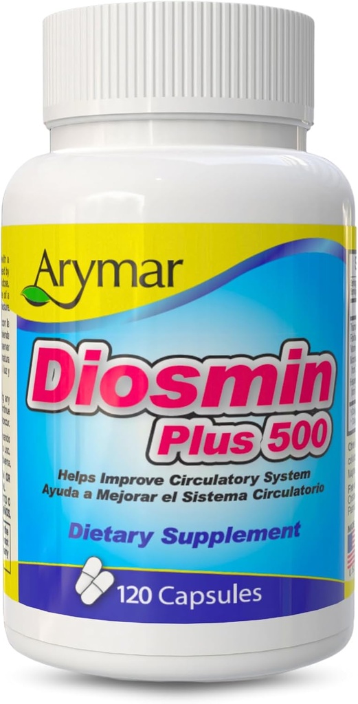 Arymar Diosmin Plus 500 - Circulatory System Support Supplement, 500 mg, 120 Capsules
