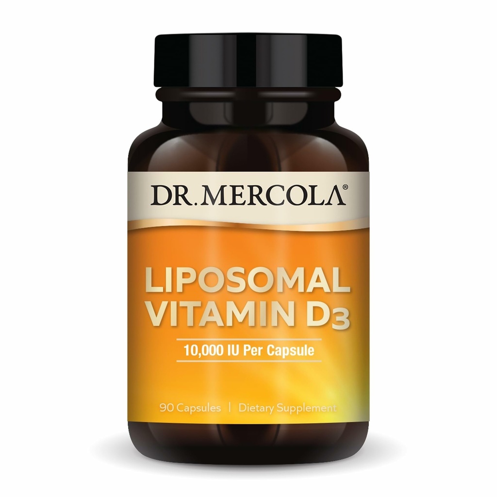 Dr. Mercola Liposomal Vitamin D3 - Destekler Kalp, Bone & Immune Health - 10.000 IU Per - Non-GMO, Soy Free & Gluten Free - 90 Capsules (90 hizmet)