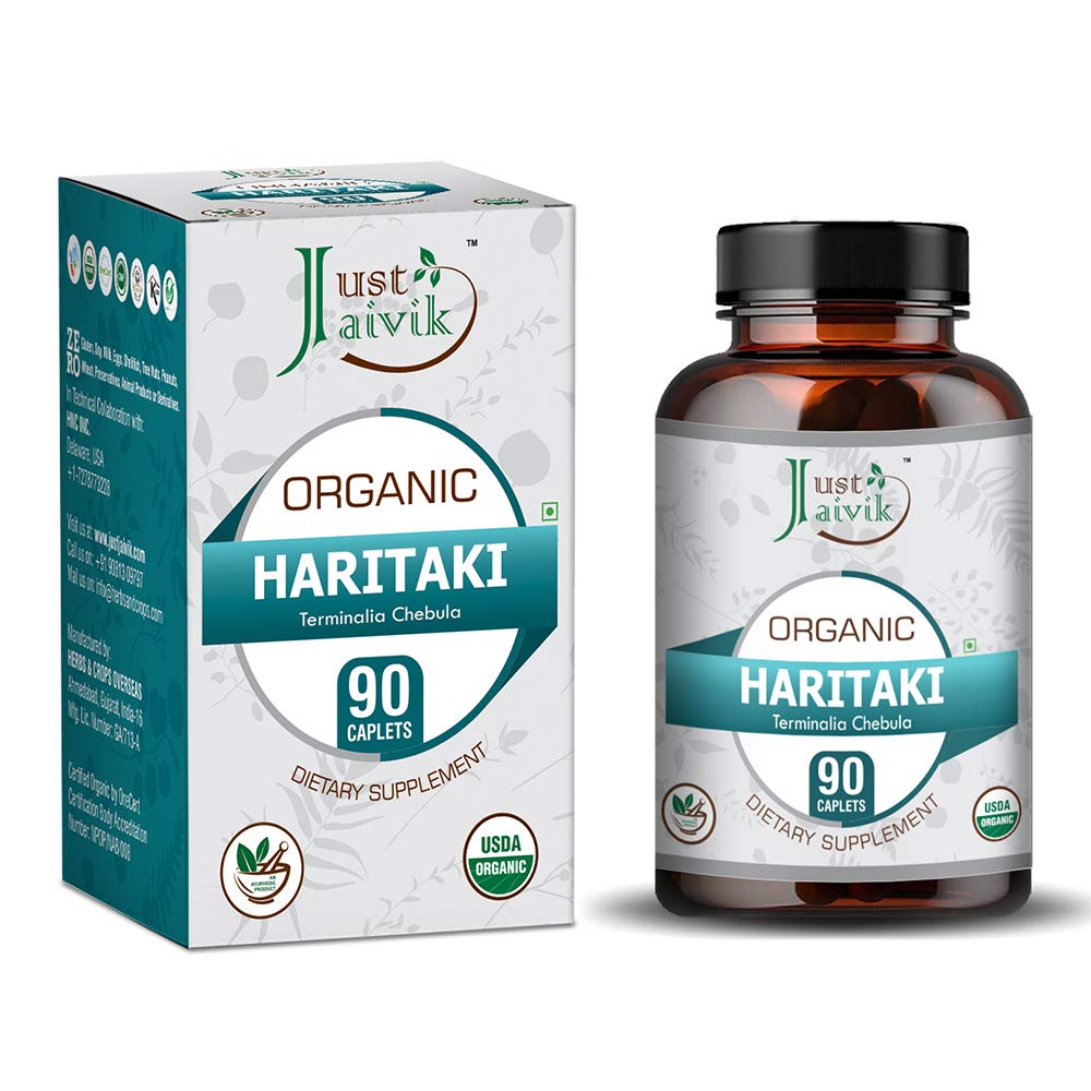 Just Jaivik Organik Haritaki (Terminalia Chebula) - 750 mg (90 Tablet) | Detoxification & Rejuvenation for Vata