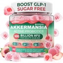 Akkermansia Probiyotiks Gummies with Prebiyotiks Fiber, 300 Milyar AFU Akkermansia Muciniphila, Polyol Fruits, Dayanıklı Starch, A D3 B2 for Metabolism, Digestive & Gut Health, 1Pack