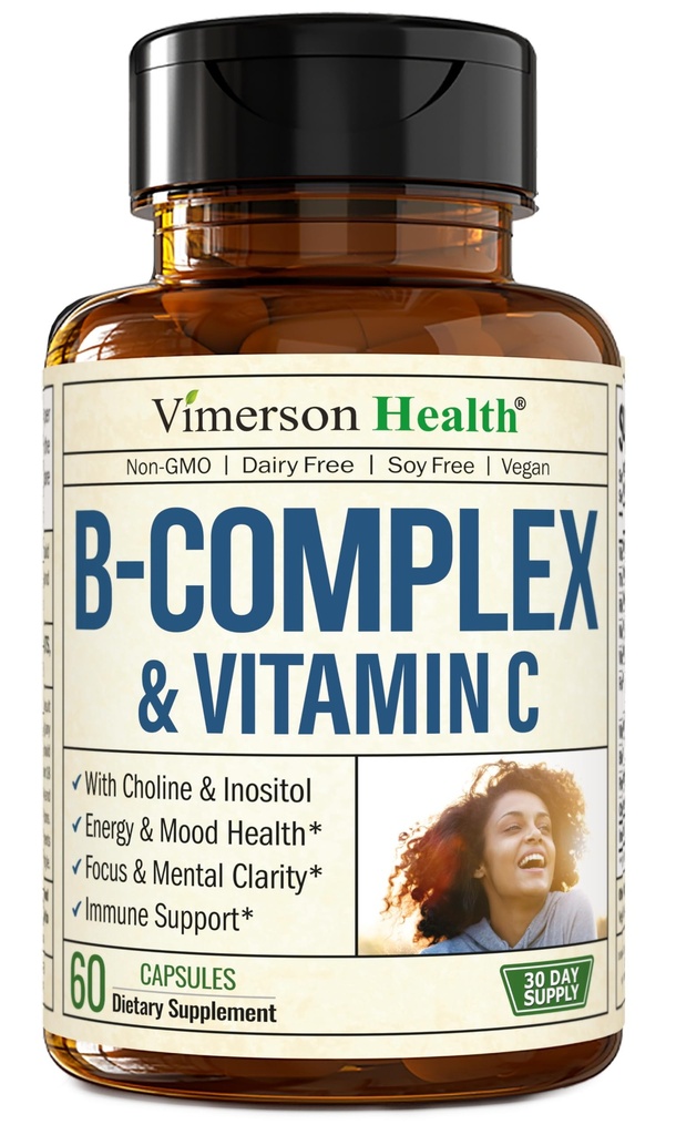 Σύμπλεγμα βιταμίνης Β με VIT C & Φολικό οξύ (Folate) - 8 Βιταμίνες υψηλής ισχύος Β: B1, B2, B3, B5, B6, B7, Βιταμίνη Β12 + Βιοτίνη, Χολίνη & Ινοσιτόλη. Βοηθά στη διάθεση, την ενέργεια, το νευρικό σύστημα και την ανοσοποιητική υποστήριξη