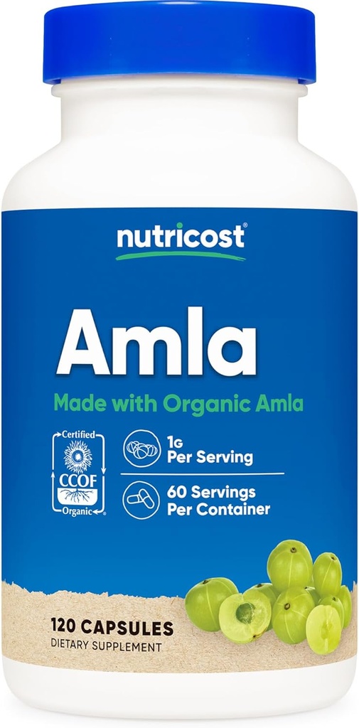 Nutricost Amla 1000mg, 120 κάψουλες για χορτοφάγους - CCOF Certified Made with Organic, Non-GMO, Gluten Free, 60 Services