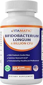 Vitamatic Bifidobacterium Longum 6 Milyar CFU DR Capsule - 60 Kont - Promosyonlar Intestinal Health - Prebiyotik Inulin Fiber ile Yapılan