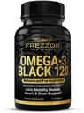 FREZZOR Omega 3 Black - Green Lipped Mussel Oil Capsules, Made in New Zealand, UAF1000+, No Fishy Aftertage, 120 Count (Pack of 1)