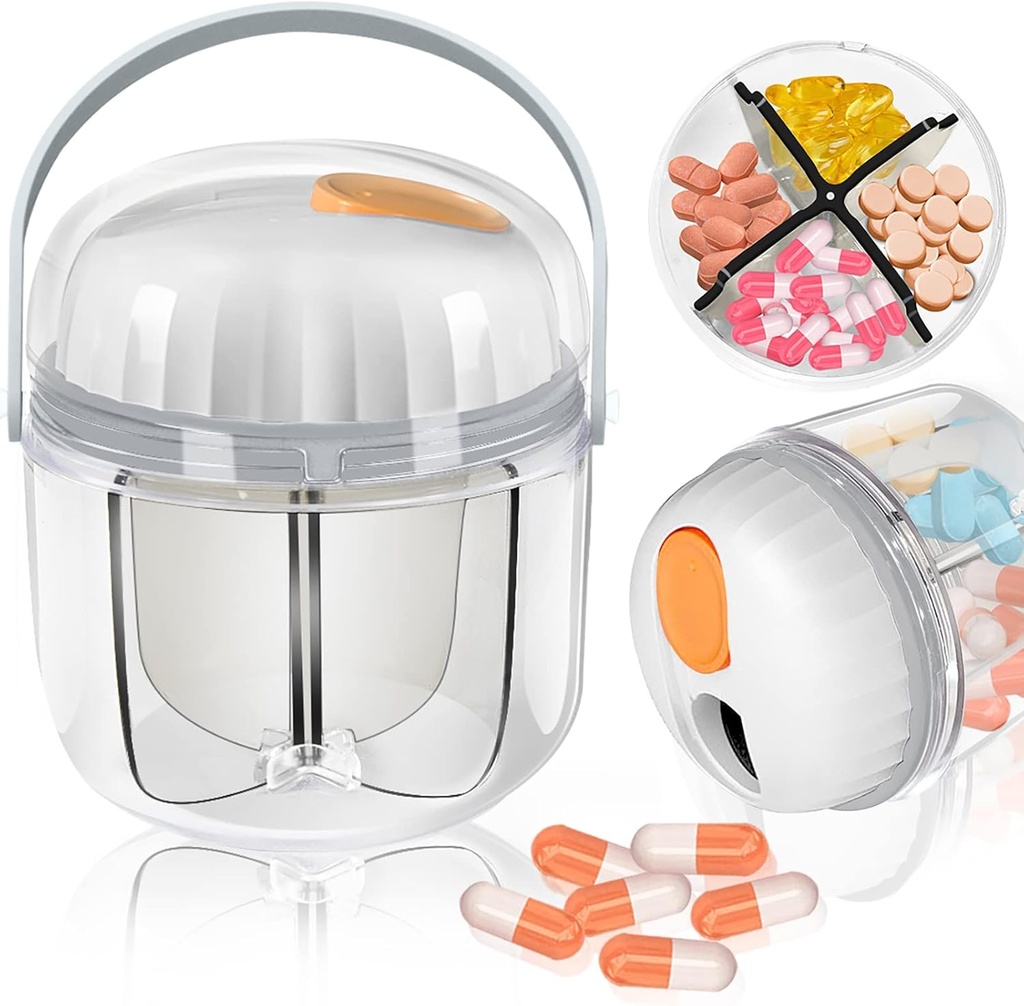 Pill Box, Hill Organizer για Travel Χαριτωμένη Ιατρική Organizer NO-BPA Moisture Proof Medicine Container for Vitamins, Fish Oils, Συμπληρώματα (White)