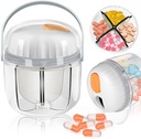 Pill Box, Pill Organizer for Travel Cute Medicine Organizer NO-BPA Moisture Retre Konteyner For Vitamins, Fish Oils, Supplements (Beyaz)
