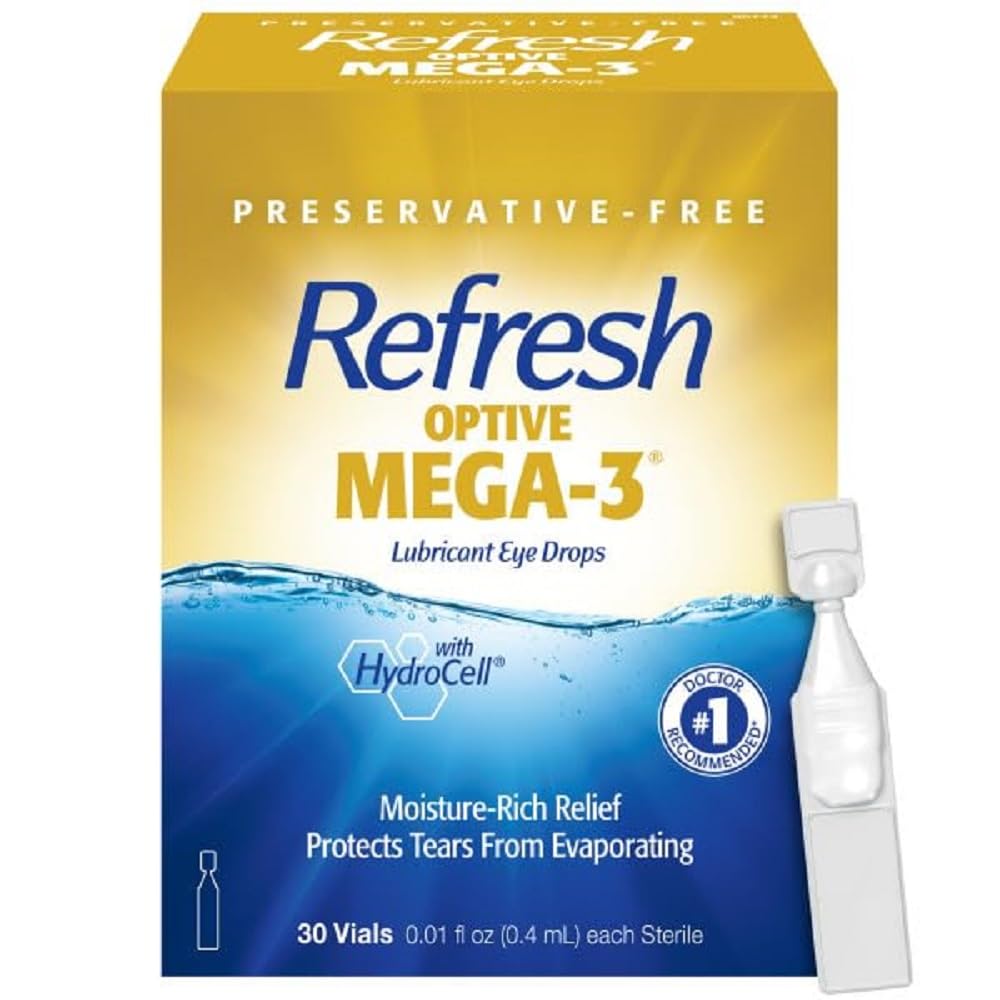 Retro Optive Mega-3 Lubricant Eye Drops For Kuru Eyes, Preservative-Free, 0.01 Fl Oz Single-Use Containers, 30 Count Count Count