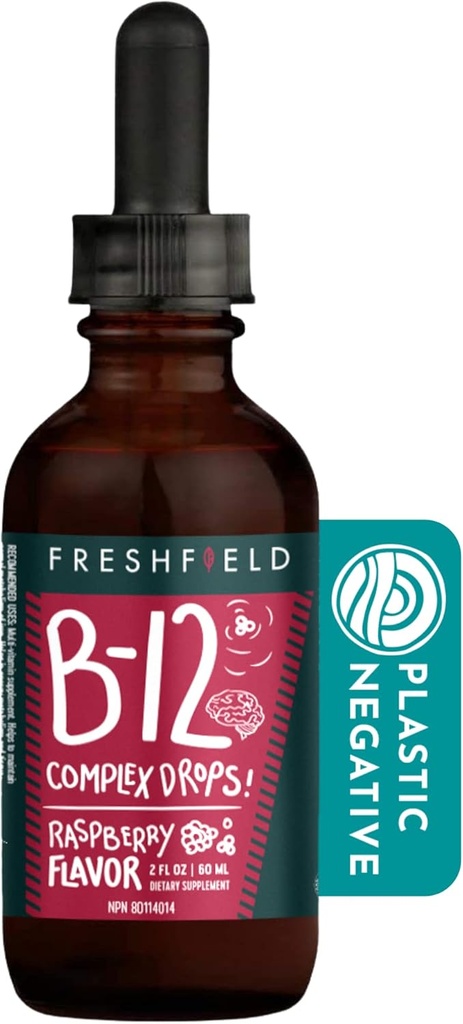 Freshfield Naturals B Complex Drops: B12, B2, B3, B5 ve B6, Vegan-Friendly Liquid Formula, Geliştirilmiş Aborpsiyon | 1200 mcg Mecobalamin | Energize, Elevate Mood ve Destek