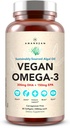 AMANDEAN Vegan Omega 3 Supplement. Premium Fish Oil Alternative. Algae DHA & EPA. Carrageenan Free Softgels. Algal Essential Fatty Asits. Plantive Heart, Brain, Eye, Skin, Immune Support. (60ct)