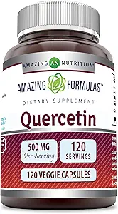 İnanılmaz Formulas Quercetin 500 mg 120 Veggie Capsules Supplement - Non-GMO - Gluten Free - Destekler Genel Sağlık & Well