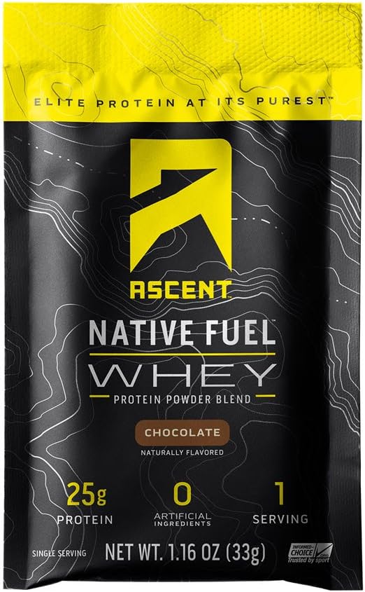 Ascent Yerli Yakıt Whey Protein Tozu - Çikolata - 15 Tek Hizmet Paketleri
