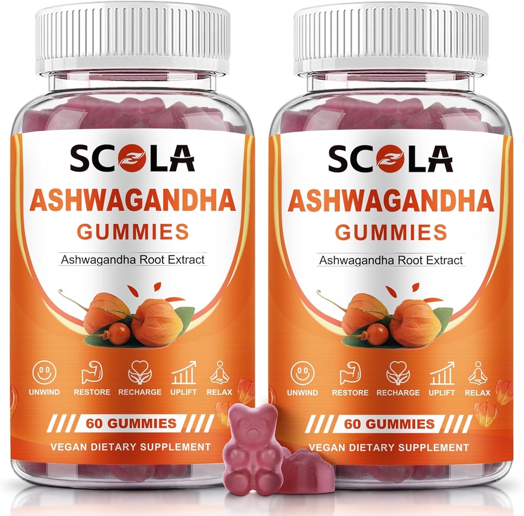 Ashwagandha Gummies, Calm Gummies with Ashwagandha Root Extract D çinko, Ashwagandha Supplement for Sleep Stress, Vegan, Non-GMO, Gluten-Free, 120 Count Count
