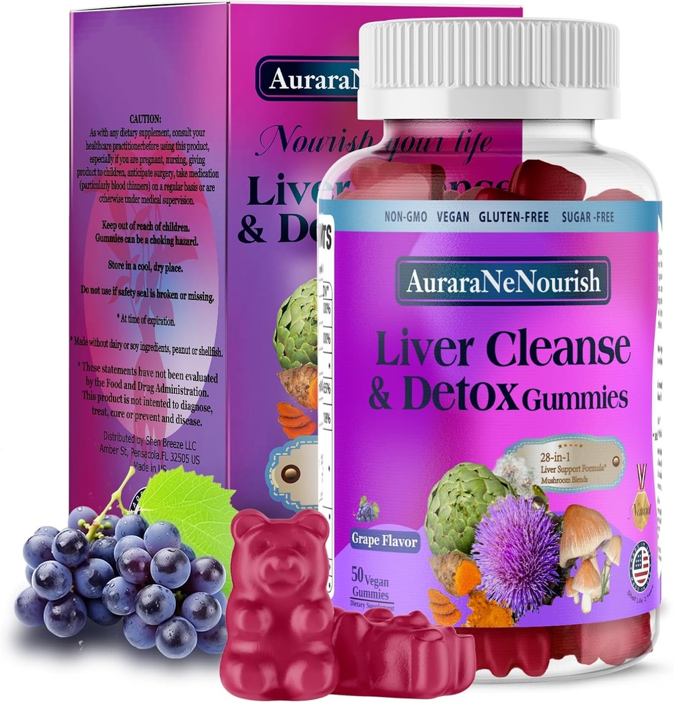 Liver Supplement Gummies, 28-in-1 Liver Detox w/Milk Butle Silymarin, Artichoke, TUDCA, Yüksek Potency Liver Health Formula Your Liver Cleanse Detox Repair Renew & Support丨Grassed Fed