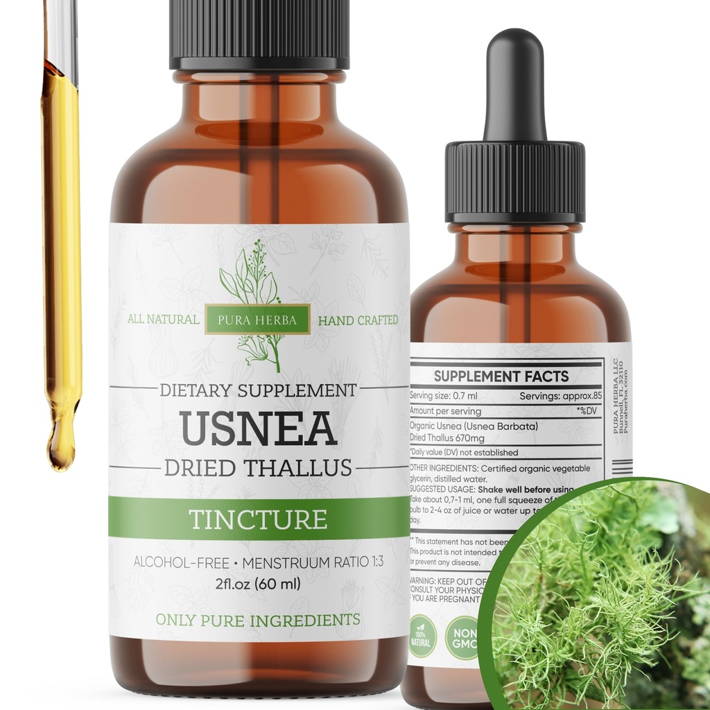Organik Usnea Liquid Drops - Doğal Immune Support and Respiratory Health for Yetişkinler - Vegan, Alkol Özgür, ABD'de Made, 2 Fl Oz