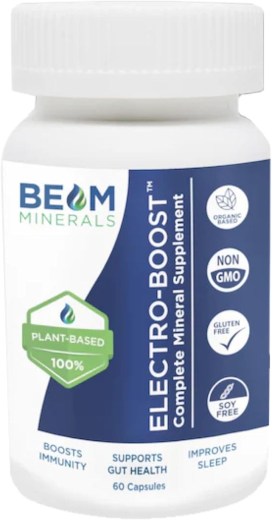 Beam Minerals Complete Multi-Mineral Capsules | Electro-Boost Plant-Based Electrolytes and Micronutrients for Men and Women | Support Gut Health and improve Sleep | 60 Capsules