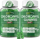 Chlorophyl Gummies, Super Green 18-IN-1 με οργανική Chlorella Spirulina, Grass σιταριού, μαγνήσιο, προβιοτικές ίνες για εσωτερική αποσμητικό*, Comfort Digestion, Μεταβολισμός, Implume, φρέσκο σώμα Odor, 2Packs