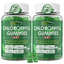 Chlorophyl Gummies, Super Green 18-IN-1 με οργανική Chlorella Spirulina, Grass σιταριού, μαγνήσιο, προβιοτικές ίνες για εσωτερική αποσμητικό*, Comfort Digestion, Μεταβολισμός, Implume, φρέσκο σώμα Odor, 2Packs