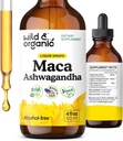 Wild & Organic Maca Root Ashwagandha σταγόνες για άνδρες και γυναίκες - Liquid Maca Ashwagandha συμπλήρωμα για τη συνολική υποστήριξη - Περουβιανό εκχύλισμα βάμμα - Vegan, ζάχαρη & αλκοόλ-ελεύθερο - 4 fl oz