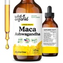 Wild & Organic Maca Root Ashwagandha Drops for Men and Women - Liquid Maca Ashwagandha Supplement for General Support - Peruvian Extract Tincture - Vegan, Sugar & Alkol-Free - 4 fl ozzz