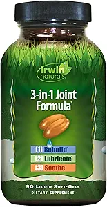Irwin Naturals 3-σε-1 Joint Formula - Ισχυρό συμπλήρωμα κοινής υποστήριξης με γλυκοζαμίνη, χονδροϊτίνη, Turmeric & Boswellia - 90 Liquid Softgels