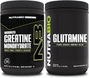NutraBio Tinatine Monohidrat Supplement, Unflavored, (300g) ve L-Glutamine Toz, (500g) – Workout Supplement Sches Supports Muscle Energy, Recovery, and Strength