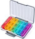 Odaro Pill Organizer 3 φορές την ημέρα - Φορητό εβδομαδιαίο κουτί ιατρικής με 7 ξεχωριστά εμπορευματοκιβώτια, Travel 7 Day Pill Box, μαύρο