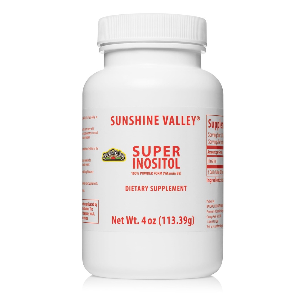 Sunshine Valley® Super Inositol, B8 Tozlu Diyet Tamam, Doğal Preksiyon Tamam, Hormonal Denge ve Sağlıklı Ovarian Fonksiyonl Desteği - 4 ozz