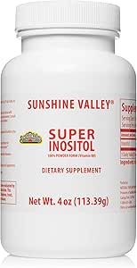Sunshine Valley® Super Inositol, B8 Tozlu Diyet Tamam, Doğal Preksiyon Tamam, Hormonal Denge ve Sağlıklı Ovarian Fonksiyonl Desteği - 4 ozz