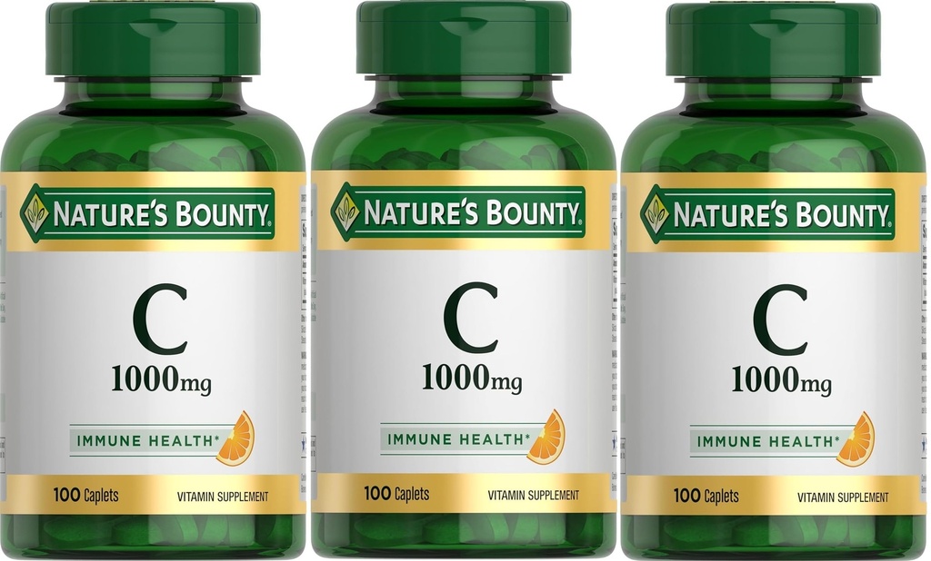 Nature's Bounty Vitamin C, 1000 mg, 100 Caplets (Pack of 3)