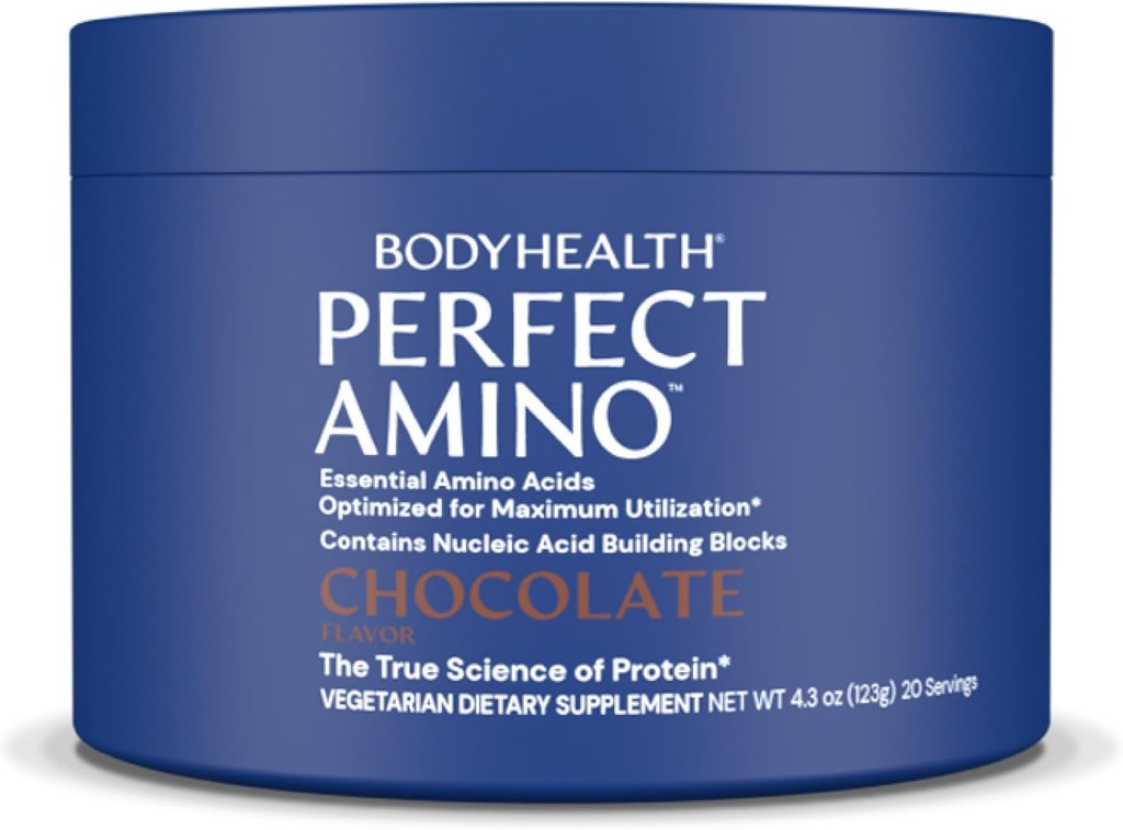 BodyHealth PerfectAmino Powder - BCAA και EAA Powder για προ και μετά την προπόνηση - Amino Acid Energy Drink for Men and Women to Support Lean Muscle and Recovery - Σοκολάτα - 20 Σερβιέτες