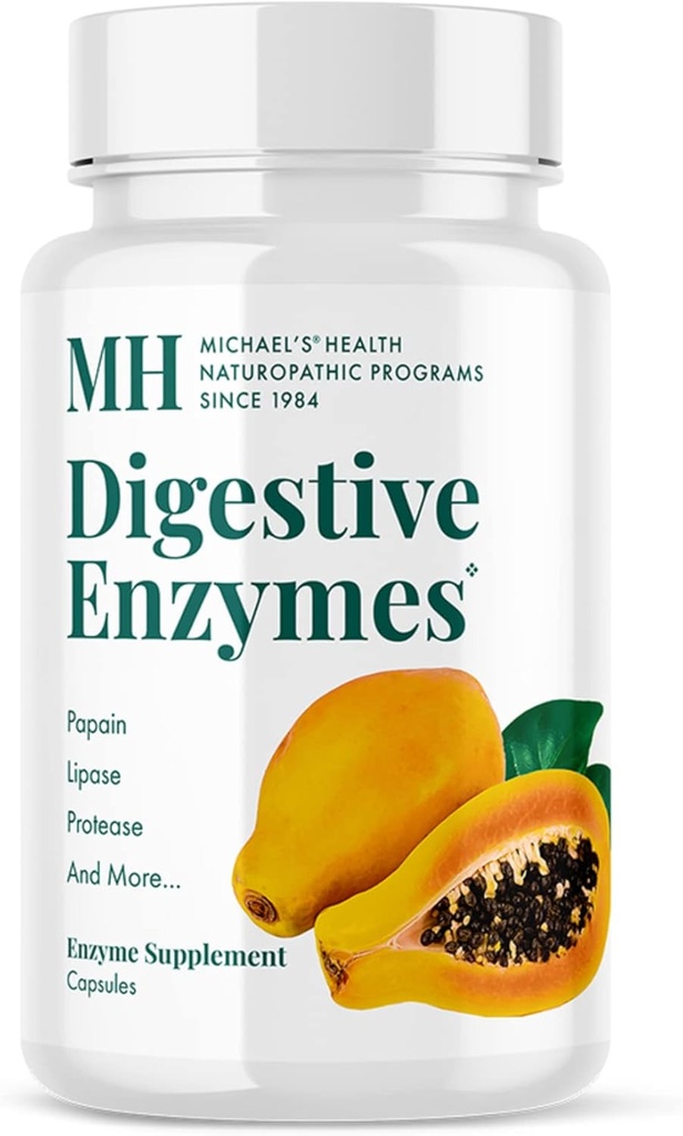 MICHAEL'S Health Naturopathic Programs Digestive Enzymes - 90 Capsules - Protein, Fats, Starch, Süt & Carbohidratlar - 30 Hizmet