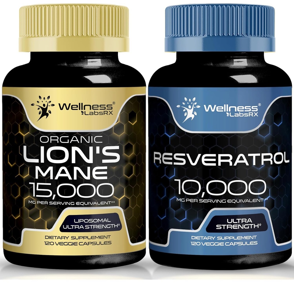 WELNESS LABSRX Resveratrol Κάψουλες 10000 - Lions Mane Συμπληρώματα Κάψουλες