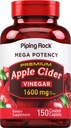 Piping Rock Apple Cider Vinegar Capsule Caplets | 1600 mg | 150 Pills | Yüksek Potency | Ekstra Kuvvet ACV Supplement | Vegetarian, Non-GMO, Gluten Free