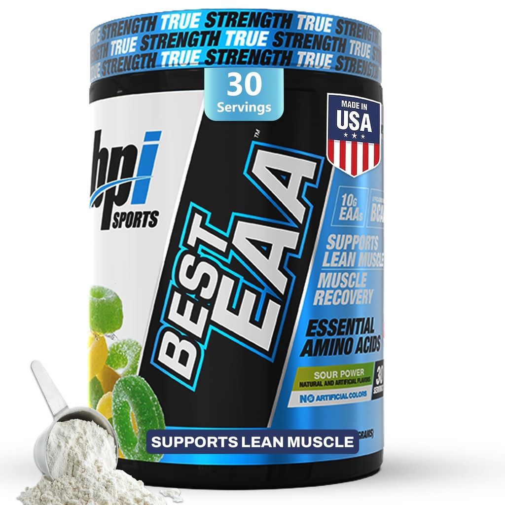 BPI Sports Essential Amino Acids EAA Powder - Pre, Intra & Post Workout Drink - BCAA Powder for Men & Women, EAA + BCAA + Hydration. Προηγμένη Φόρμουλα με 10g ΟΛΓ. (Δύναμη Sour)
