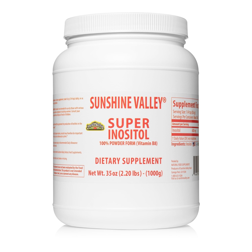 Sunshine Valley® Super Inositol, Vitamin B8 Tozlu Diyet Tamam, Doğal ve Preksiyon Tamam, Hormonal Denge ve Sağlıklı Ovarian Fonksiyonl Desteği - 35oz