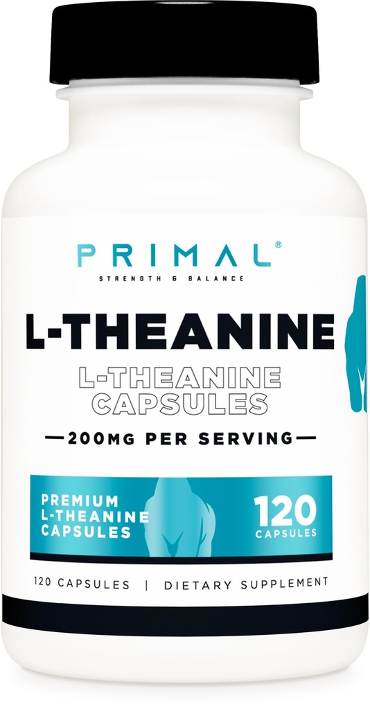 Primal L-Theanine Κάψουλες (120 μερίδες, 200mg ανά υπηρεσία) - Μη ΓΤΟ, Χωρίς γλουτένη