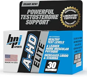 BPI Sports A-HD Elite – Ανδρικό ισχυρό ενισχυτή τεστοστερόνης για την Σταμίνα, δύναμη, σεξουαλική υποστήριξη – Υποστηρίζει τους μυς, Libido & Μεταβολισμός – Φυσικό συμπλήρωμα τεστοστερόνης – 30 Σερβίρει – 500mg