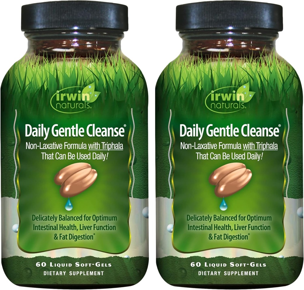 Irwin Naturals Daily Gentle Cleanse - 60 Liquid Soft-Gels, Pack of 2 - Triphala