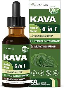 Kava Root Drops for Calming & Relaxing Support, Natural Calm & Sleep Supplements for Adults with Valerian, Chamomile Extract, High Bioavalability Liquid with Basil Promotes Relaxation. 2 oz