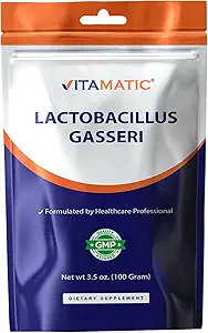 Vitamatic Lactobacillus Gasseri Probiyotik Toz - Digestive Health Support - 100 Gram (3.5 OZ) - 100 Hizmet