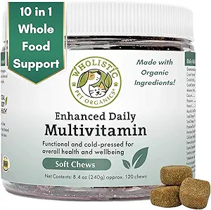 Wholistic Pet Organics: Köpekler için Çokvitamin Chews, Medium ve Small Dogs Calming Chews for Dogs Food Puppy Multivitamin Probiyotiks Immune Support Supplement Supplement