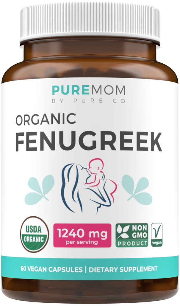 USDA Organik Fenugreek Capsules for Women - Influence Lactation Supplement for Komp Süt - Herbal Emzirme Desteği Anneleri için - Gluten Free - 60 Vegan Capsules (No Pills)