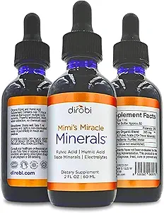 Dirobi Mimi's Miracle Minerals Fulvic Acid Humic Acid - Mineral Yaprakları Tamam, Liquid Trace Minerals 70 Ionic Minerals - Organik Plant Türlü (2 oz 60 Day Supply)