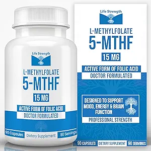 L-Methylfolate 15 MG, Optimized & Highly Bioaktif Metrik, Mood için 5MTHF Supplement ve Immune Support, Natural Diyet Supplement for Energy, Non-GMO & Gluten-Free, 90 Capsules