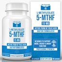 L-Methylfolate 15 MG, Optimized & Highly Bioaktif Metrik, Mood için 5MTHF Supplement ve Immune Support, Natural Diyet Supplement for Energy, Non-GMO & Gluten-Free, 90 Capsules