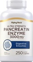 Piping Rock Pancreatin Digestive Enzymes | 3000 mg | 250 Caplets | Ultra Strength | Non-GMO, Gluten Free Supplement Supplement