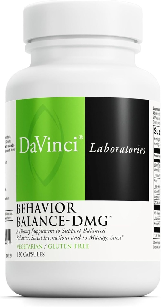 DAVINCI Laboratuvarları Davranış Denge-DMG - Diyetsel Supplement Clarity, Social Skills, Stres Coping ve Immune Health* - Vitamin E, B6, çinko ve More - Gluten-Free - 120 Vegetarian Capsules